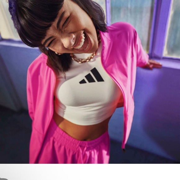 NWT Adidas  Pink Women's woven Full zip Track Jacket $110 Fuchsia Sz XL - Picture 2 of 9